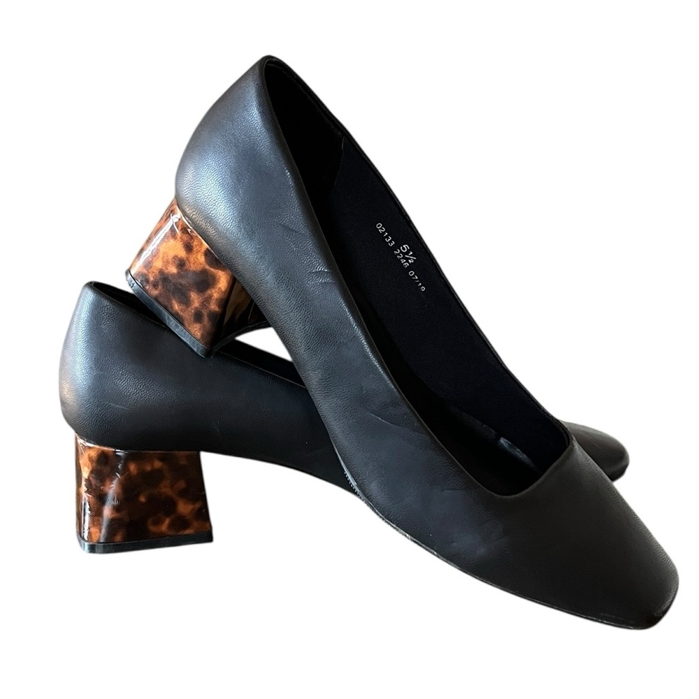 M&S Collection Black Slip-On Tortoise Shell Block Heels